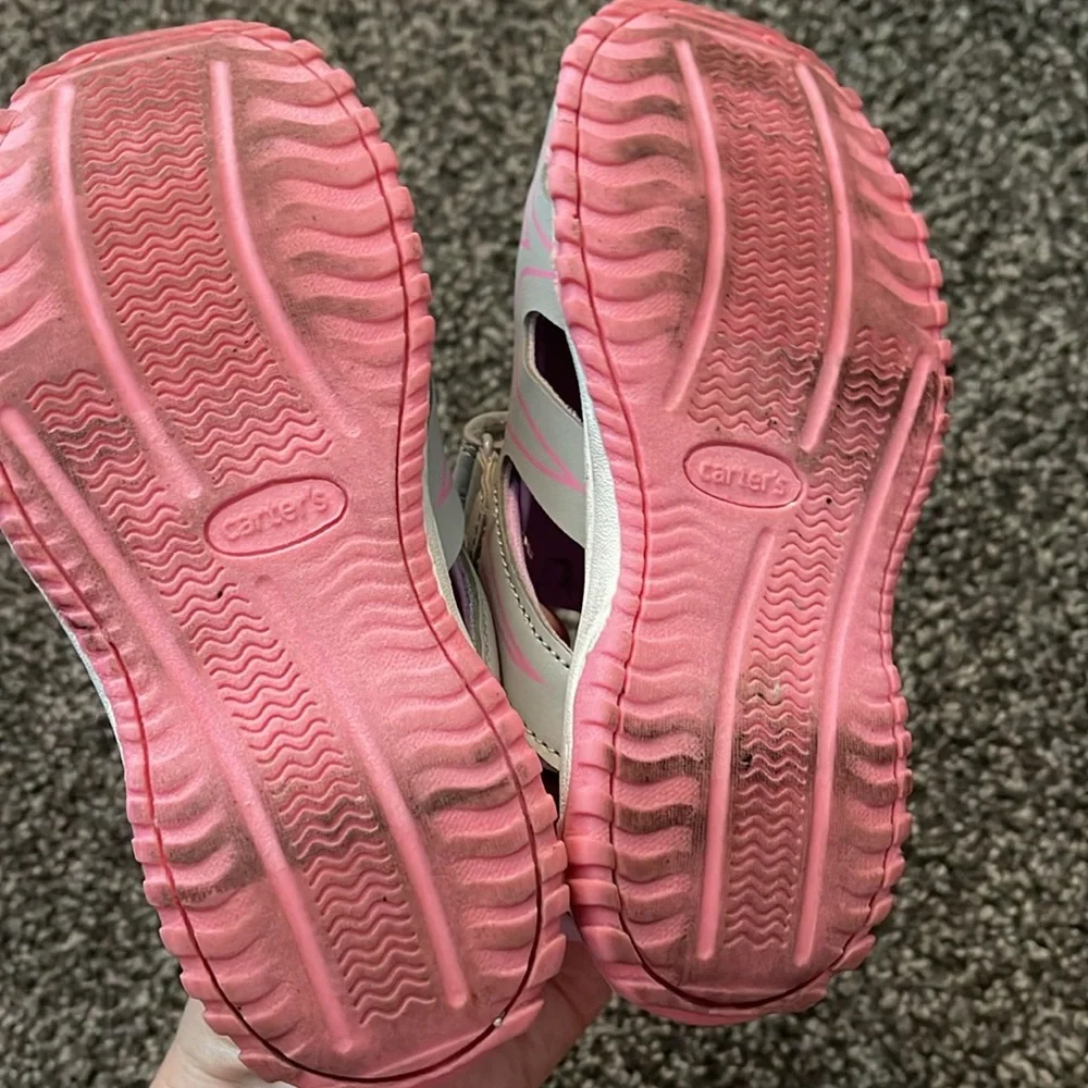 Carter's Gray and Pink Water Shoes with Velcro Strap. Worn once